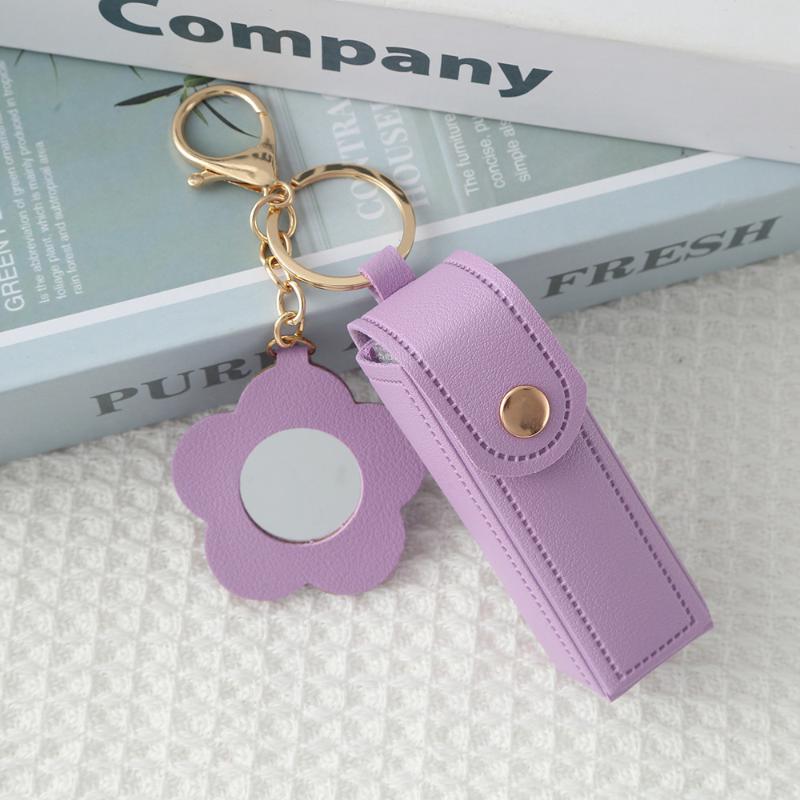 Travel Lipstick Bag with PU Leather Keychain Holder Keeps Lip Balm Safe and Accessible