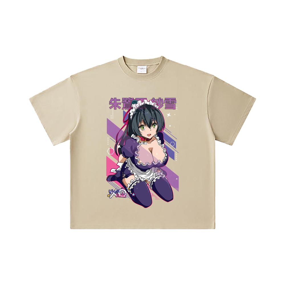260 GSM Double Yarn 32 Count 100% Cotton Hensuki V1 Sayuki Print Unisex Heavy Cotton T Shirt