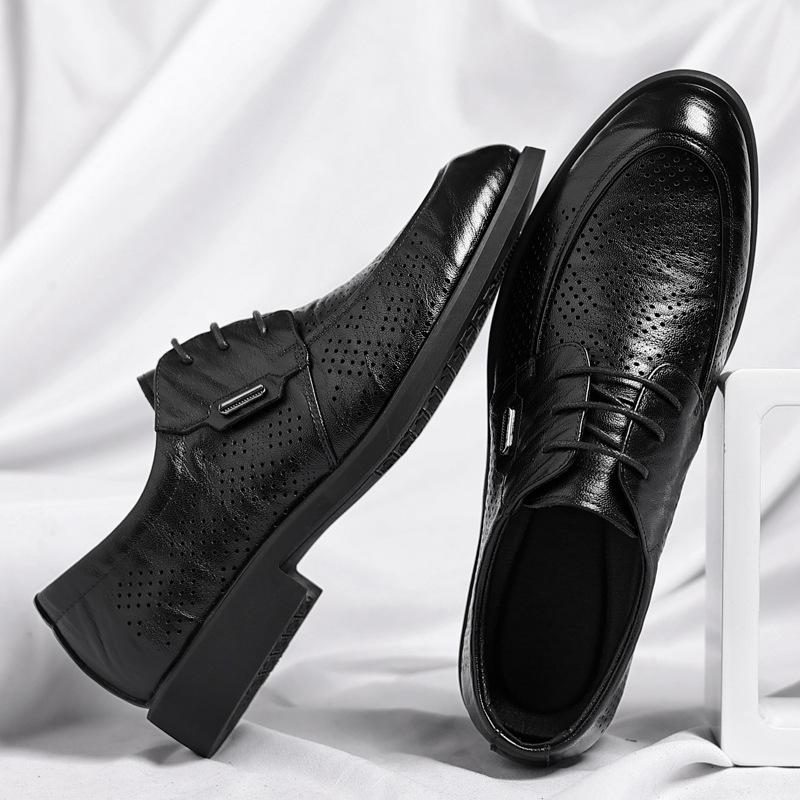 

Hollow men s shoes summer Hong Kong style hand-scratched formal leather shoes men s commuter office shoes trend 2025 44