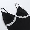 Summer New Women's Sexy V-neck Cami Top Color-block Lace Patchwork Striped Inner Tank Top for European American Y2K Girls