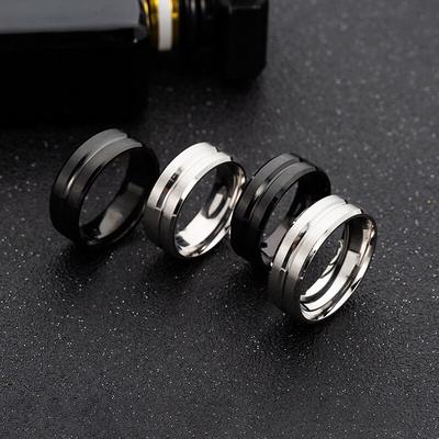Anello in Acciaio di Titanio da Uomo con Scanalatura Centrale Smerigliata da 8 MM Anello Semplice per Dito Gioiello Regalo
