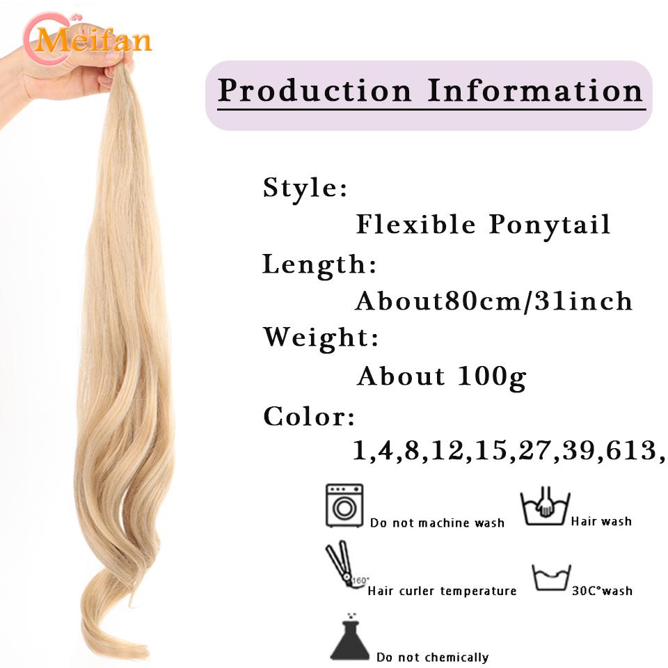 Syntetisk hestehale 32 tommer lang fleksibel sjal rundt hestehale hårforlengelser Blond Svart For kvinner Fake Tail Hairpiece Daglig bruk