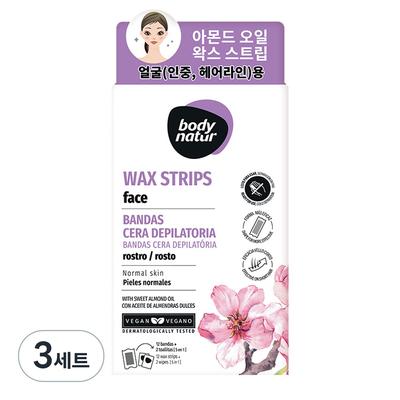 Body Nature Almond Oil Wax Strips for Face, 3 Sets