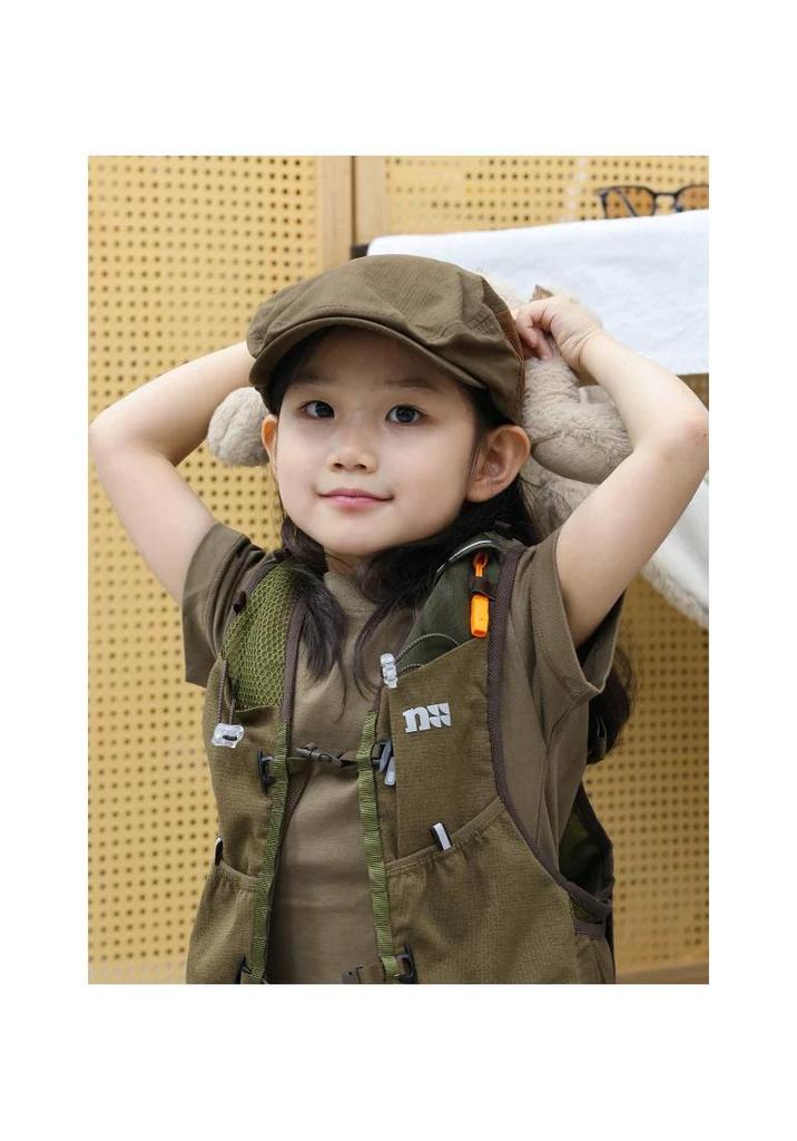 Girls' Summer Retro Japanese Style Hippopotamus Beret - Lightweight Kids' Sun Protection Hat