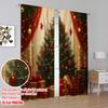 2pcs,2D Plane Printing Print Curtains Christmas Tree Gifts Ornaments_a (3) Polyester (without Rod) Decorations Inside Use for