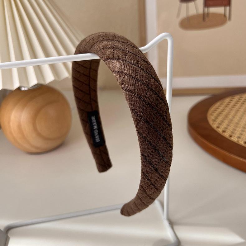 Autumn/Winter Fashion Brown Color Headbands Sponge Wide Crystal Hair Bands for Woman Temperament Hair Hoop Hair Accessories