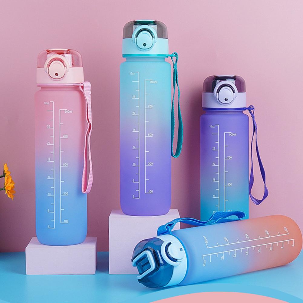 בקבוק מים 1 ליטר עם שיפוע קש בקבוק מי שתייה עמיד בפני דליפות