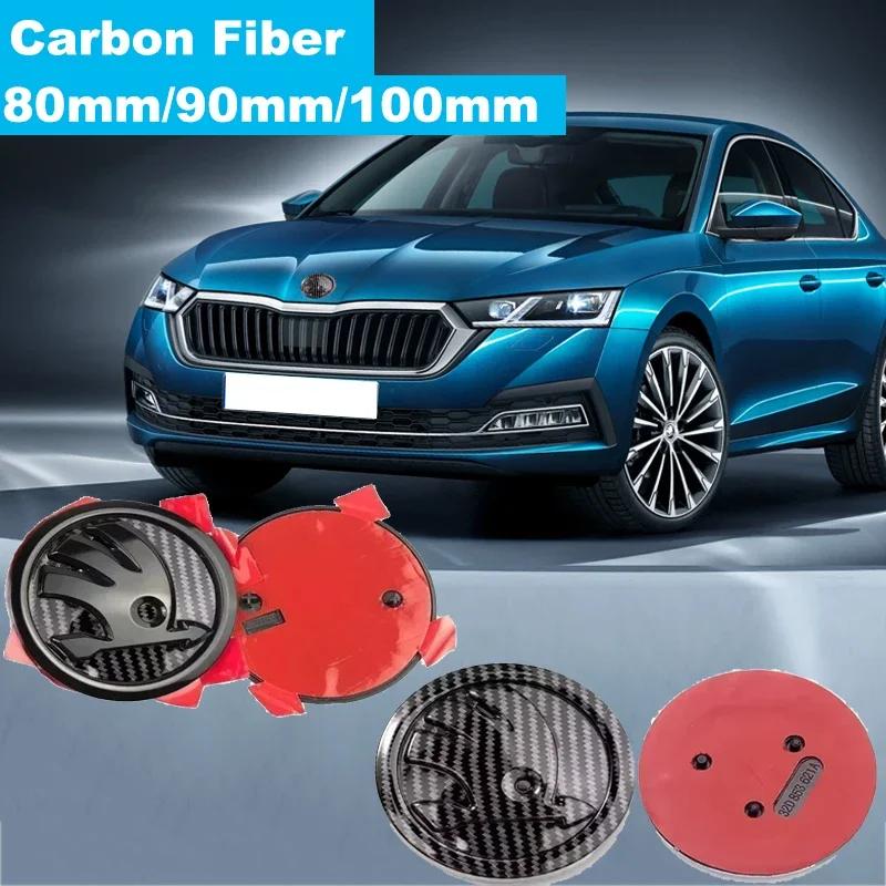CAPR9 8/9/10cm Carbon Fiber Emblem for Skoda Karoq Octavia Citigo Yeti Rapid Superb Fabia Kamiq Kodiaq Car Front Rear Badge Sticker