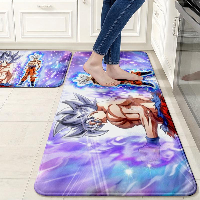 Dragon Ball Super Saiyan Flannel Kitchen Mat Christmas Soft Area Rug Non Slip Floor Carpet Home Decoration