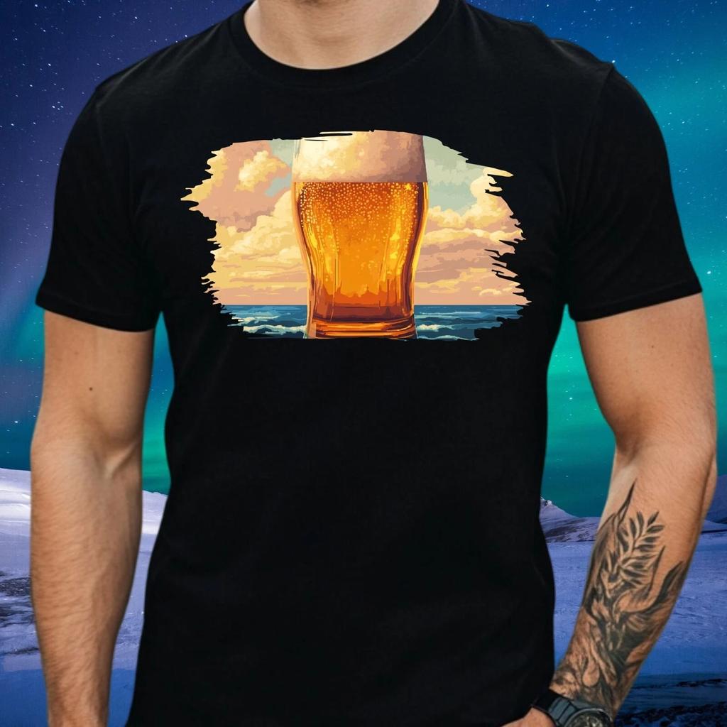T-Shirt Herren Bier Pixel Art Motiv Baumwolle Größe XS bis 5XL