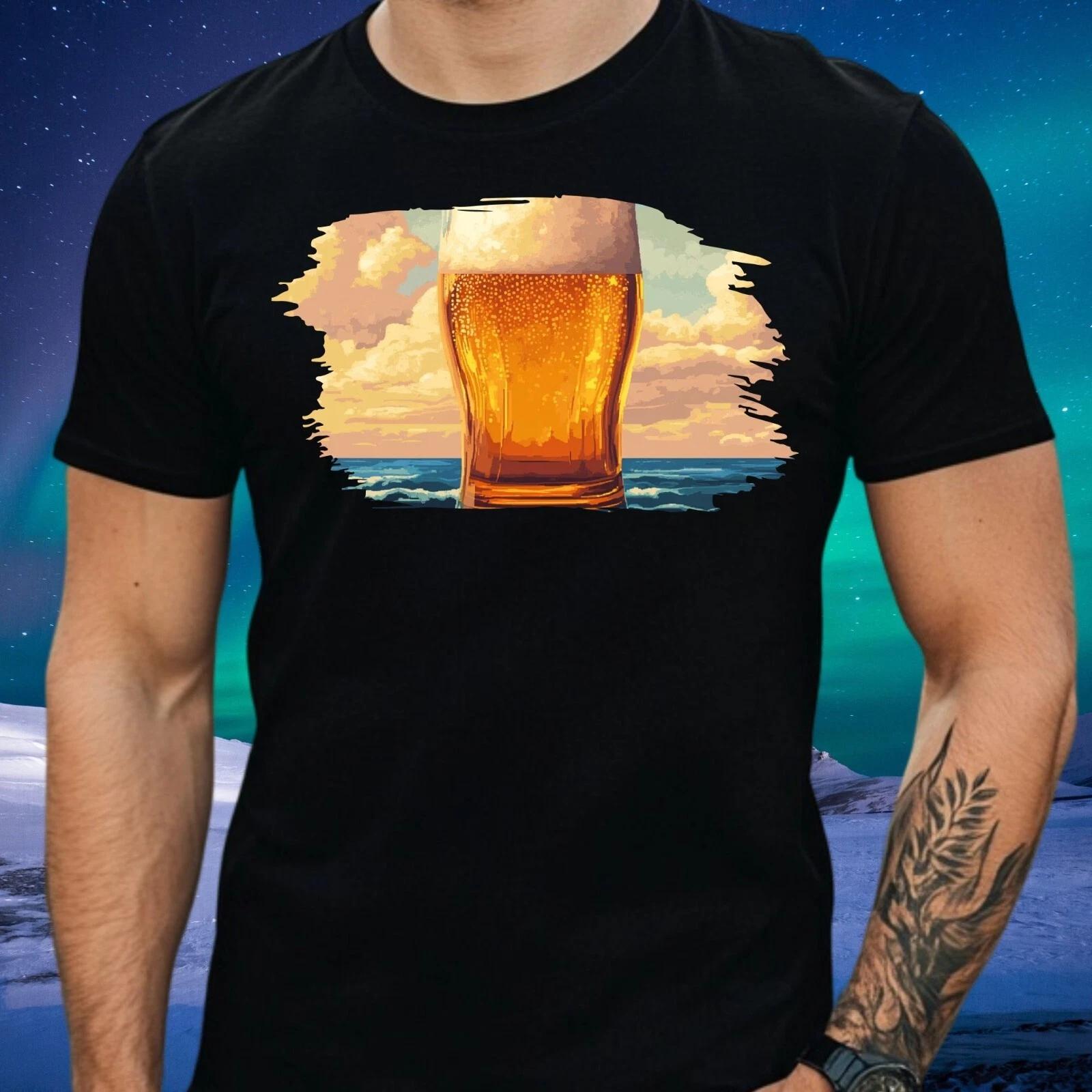 T-Shirt Herren Bier Pixel Art Motiv Baumwolle Größe XS bis 5XL XS