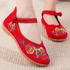 women cute sweet round toe black floral high quality canvas embroidery flat shoes lady classic black dance shoes ab667