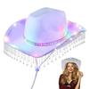 Cowboy Hats Glowing Panama Hat for Disco House Cocktails Parties Vacation Sparkly Strass Glowing for Comedian Actor