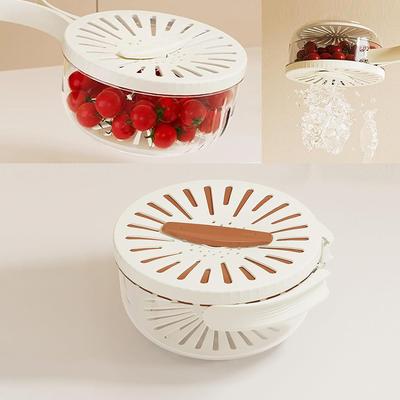 Passoire Pliable avec Couvercle Verrouillable et Poignée Portable pour Cuisine et Réfrigérateur