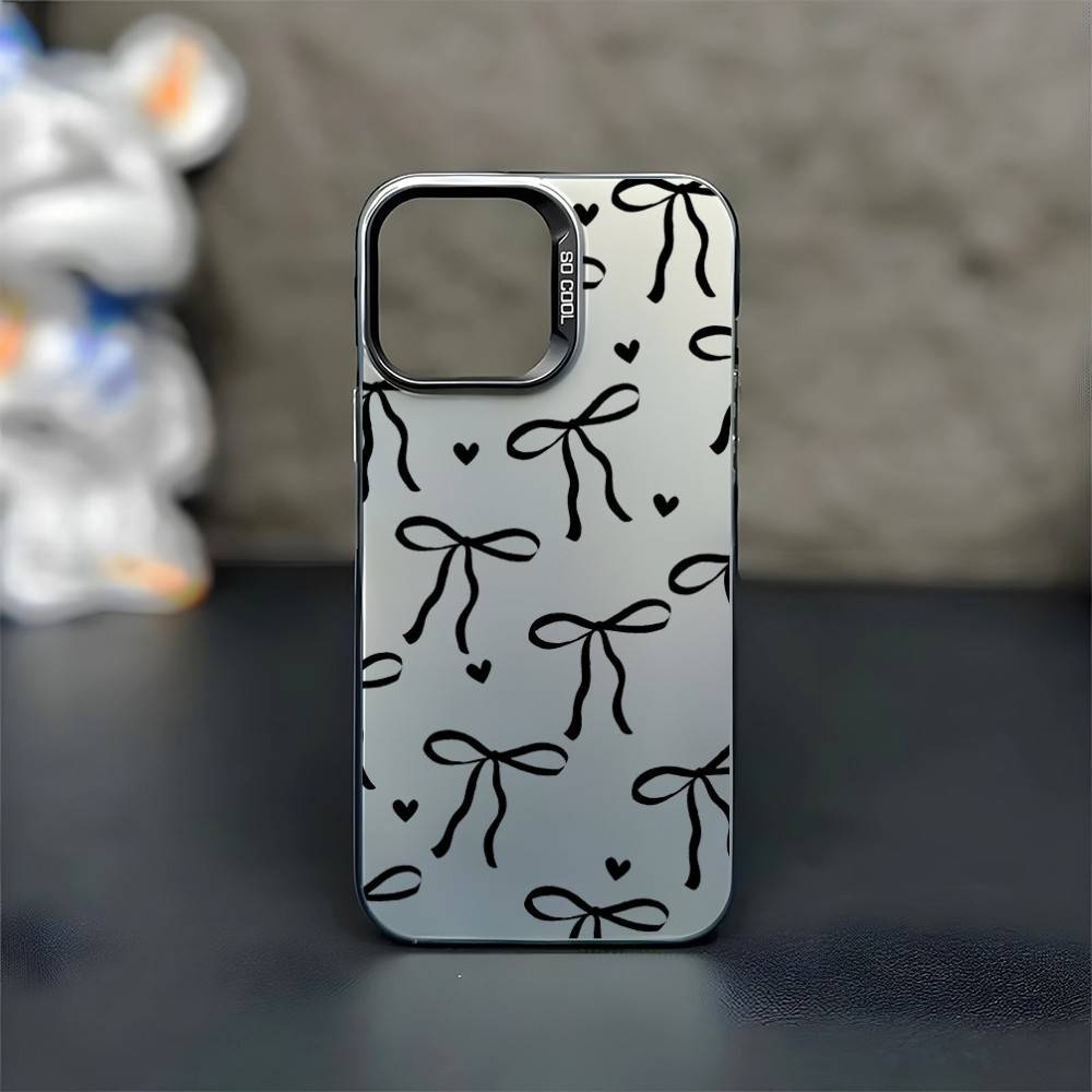 

Colorful Bow Print Phone Case For iPhone 16,15,14,13,12,11,Mini,Pro,MAX Black Matte Shockproof Cover iPhone15plus