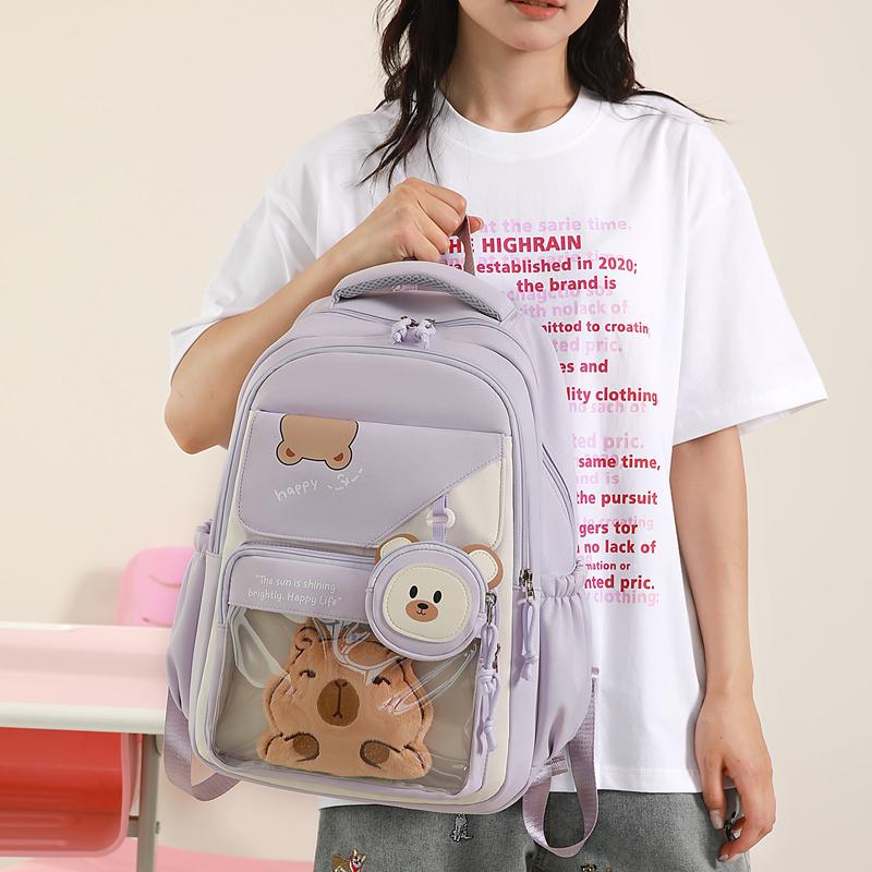 Grade 3-5-6 Student Schoolbag Women's Large Capacity Backpack Cartoon Printed Backpack