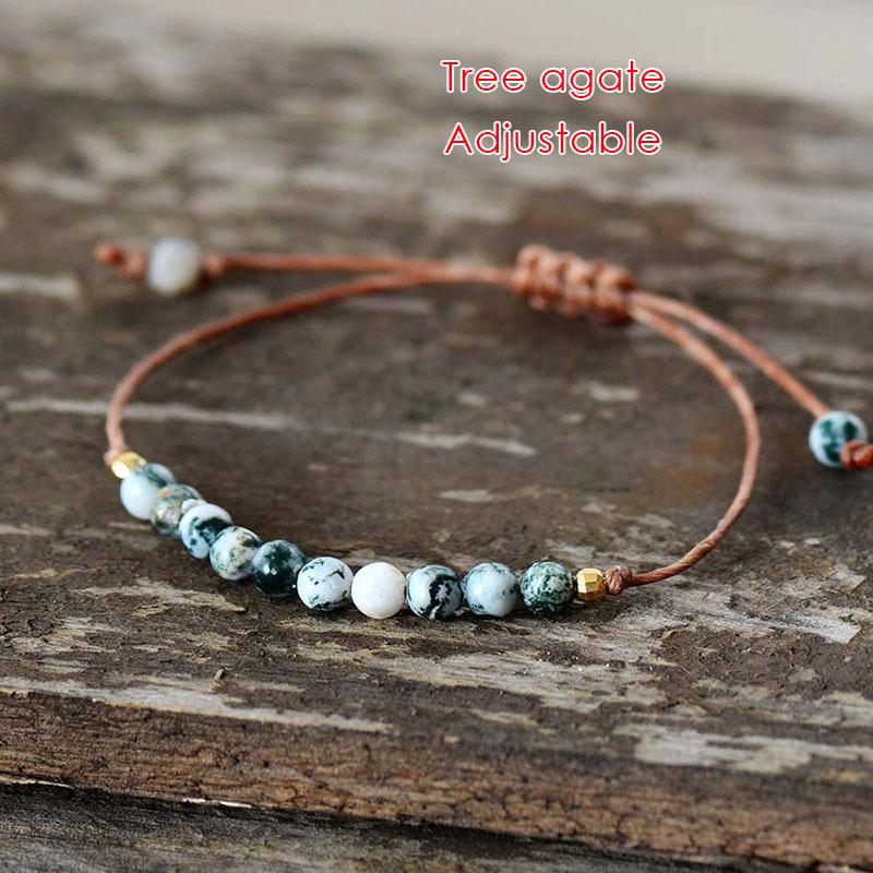 Dainty Tiny Blue Natural Stone Moonstone Beads Bracelet for Women Healing 7 Chakra Delicate Small Stacking Bracelet