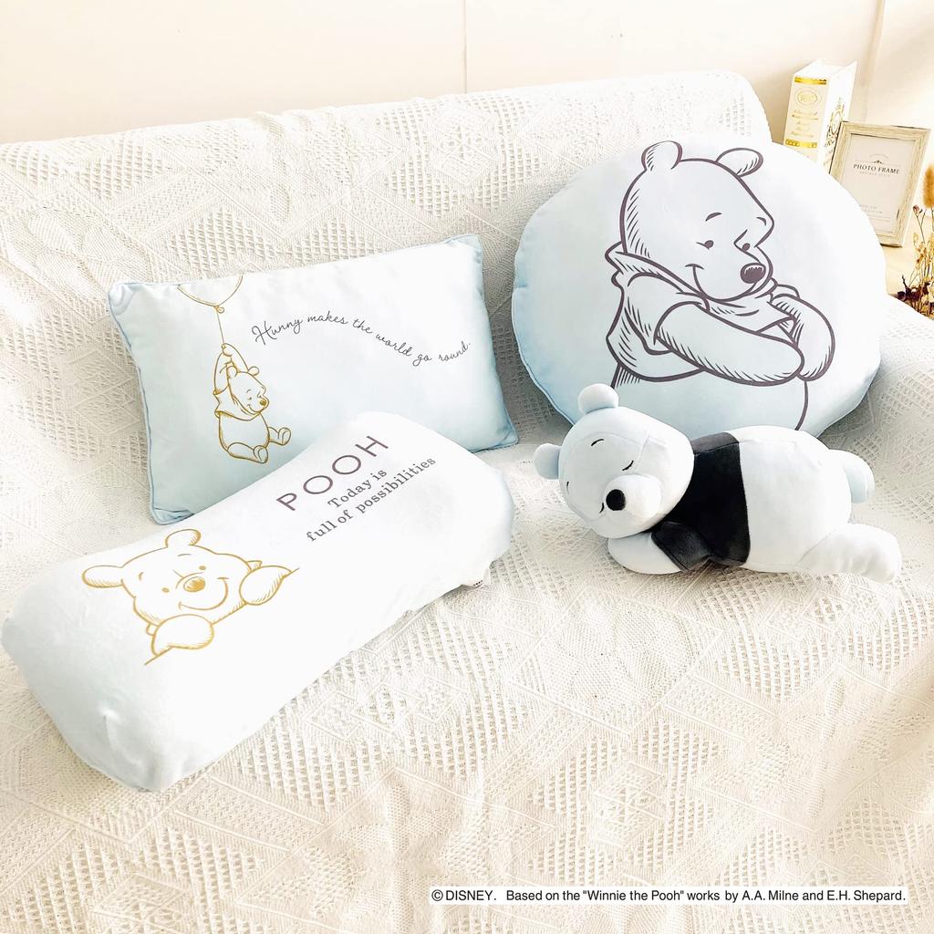 MORIPiLO Disney Kissen Pooh Schlafen S 30cm Stofftier Kissen 28x15x15cm Pastellblau Geburtstagsgeschenk Niedlich Weich Disney Figur Kissen