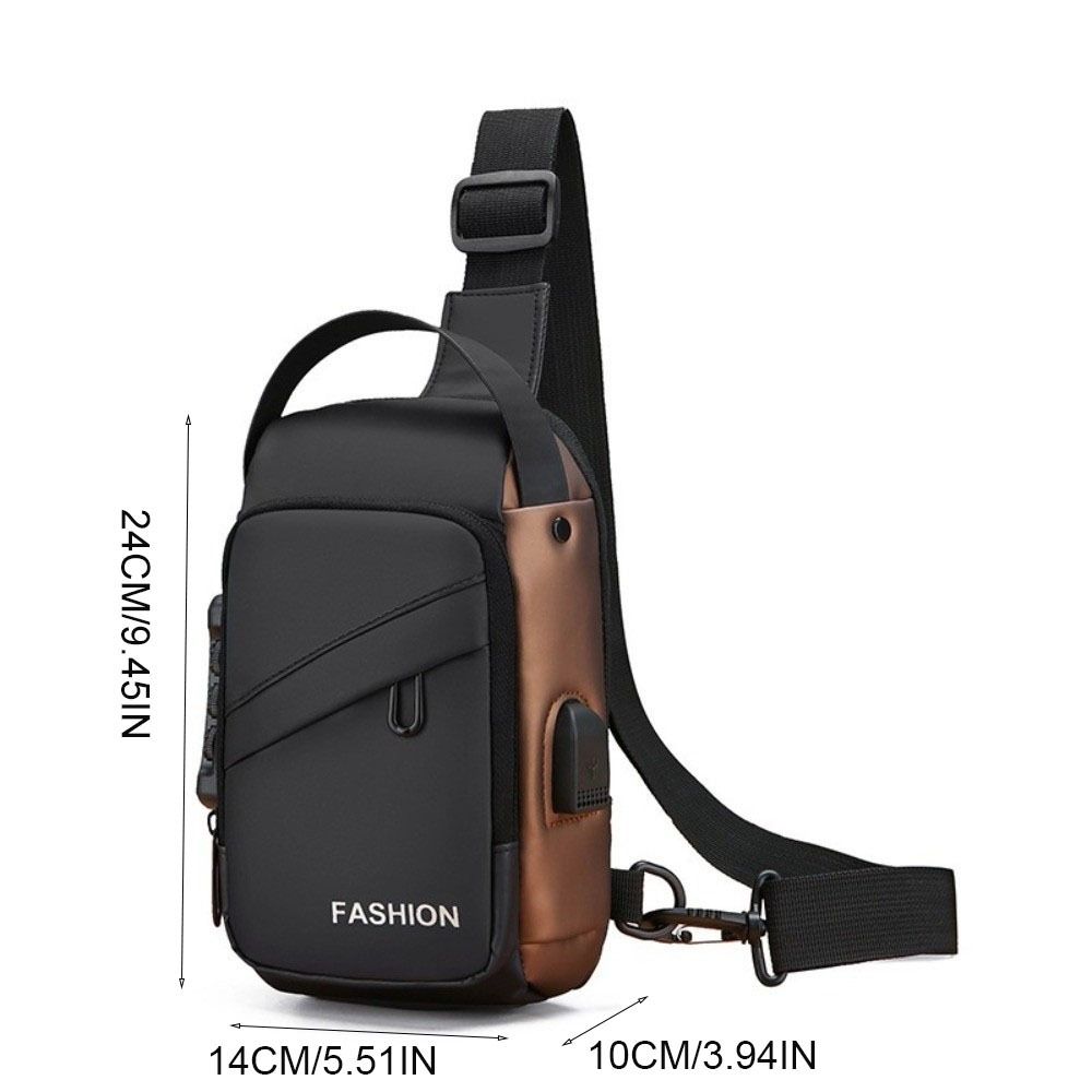 Anti-theft Men's Chest Bag USB Charging Port Shoulder Crossbody Bag Password Sling Bag  Travel