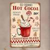 Vintage Christmas Hot Cocoa Aluminum Sign 8x12 Inch Rustic Wall Art for Home Bar Cafe Decor
