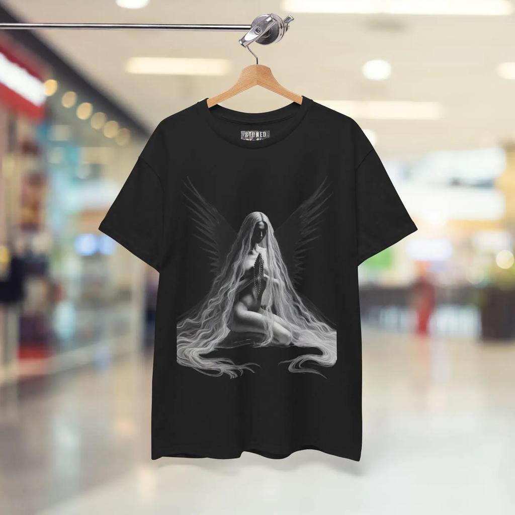 Dark Angel T Shirt Gothic Streetwear Vintage Homme Designer Clothes Streetwear Stretched Graphic Casual