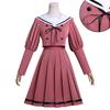 Conjunto de uniforme cosplay fresco de flor de cuello marinero rosa ahumado, falda plisada de manga abullonada, disfraz escolar para chicas de anime, disfraz de cosplay para fiesta de Halloween