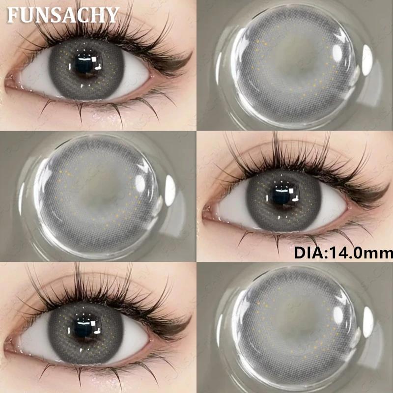 

FUNSACHY 1 пара серых контактных линз натурального цвета, синие модные линзы, коричневые линзы для глаз, зеленые, высококачественная косметика, цветные контактные линзы