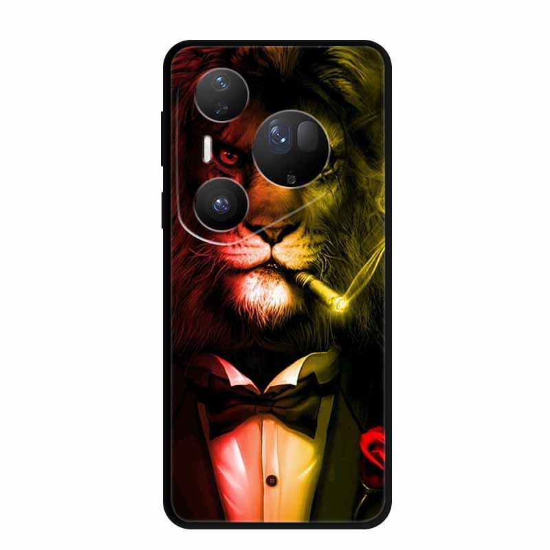 For Huawei Pura 80 Ultra 5G Case Wolf Tiger Lion Cat Black Silicone Soft Phone Case For Huawei Pura80 Ultra Back Cover Case Para