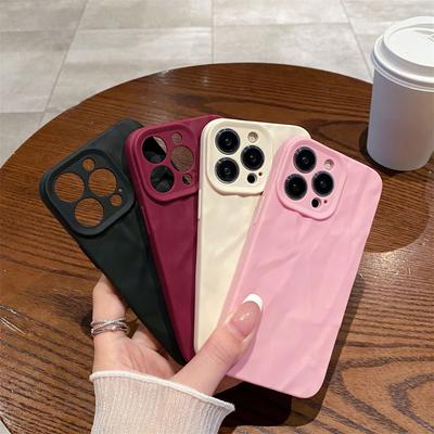 For iPhone 15 14 13 12 Mini 11 Pro XS Max X XR SE 7 8 Ice Cream Frosted Wrinkled Soft Phone Case Protective Soft Back Cover