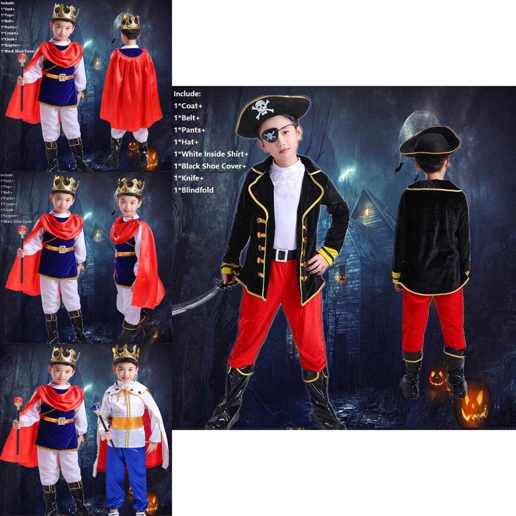 Costume Pirate Kids Boys Buccaneer Prince Cosplay Halloween King Clothes