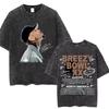 Rapper Chris Brown Breezy Bowl XX Tour  Vintage Washed Tshirts Men Women Hip Hop Fashion T Shirts Male Cotton Retro Tshirt