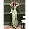 Girly Seaside Vacation Temperament Floral Dress Women's Summer New Small Flying Sleeves Gentle Waist and Thin Long Dress