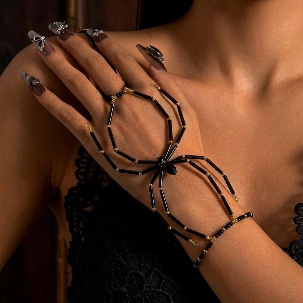 Dunkler Punk Halloween Armreif Elastische Halloween Handdekoration Lustige Spinne Stretch Armbänder Mädchen