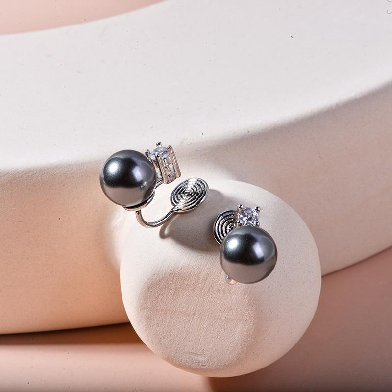 

Таитянский черный жемчуг, клипсы для ушей без прокола с акцентами из Акойи и циркония - Уникальный стиль для женщин