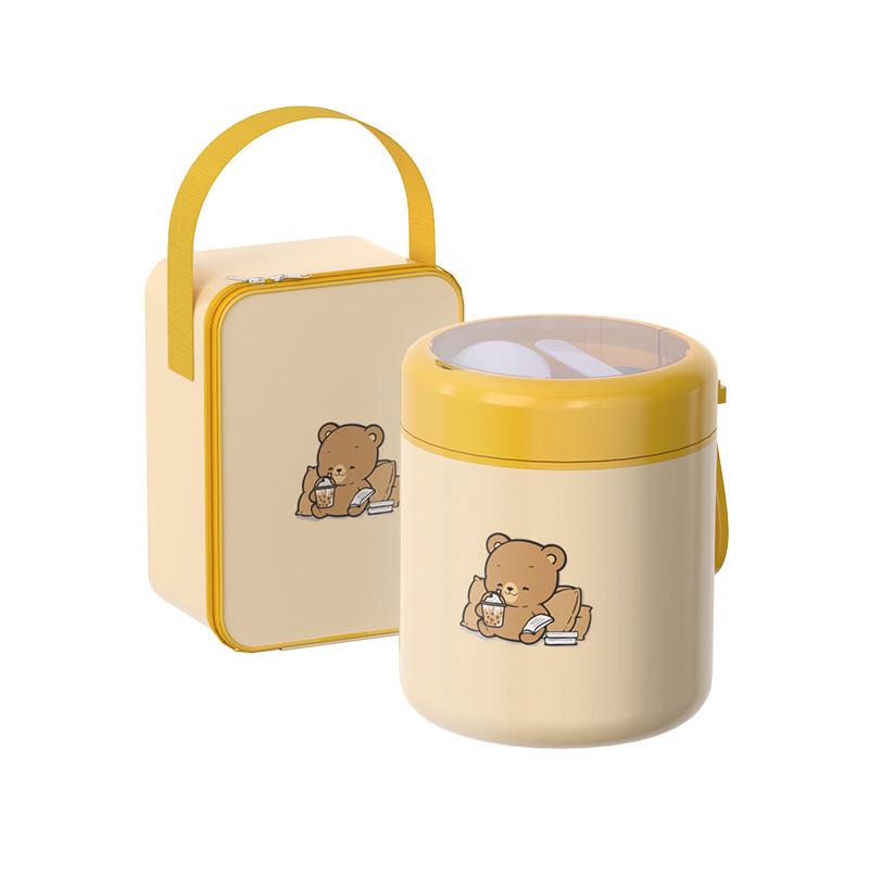 Compact Insulated Microwaveable Bento Box with 316 Stainless Steel Soup Cup