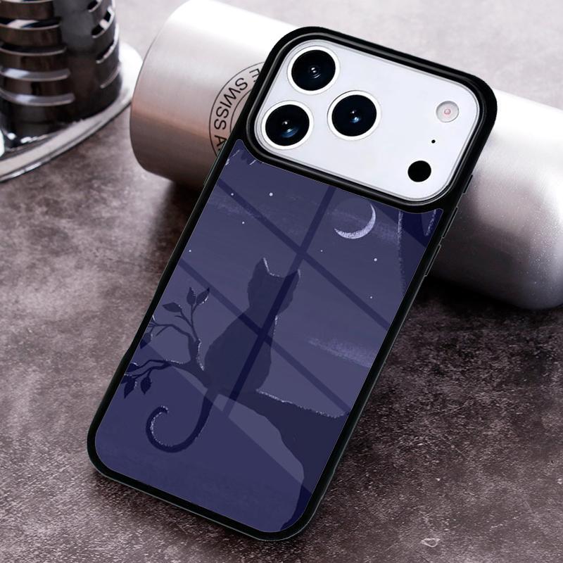 Anime Moon Cat Phone Case For iPhone 17 16 15 14 13 12 11 Pro Max Plus 17Air Soft Silicone Cover