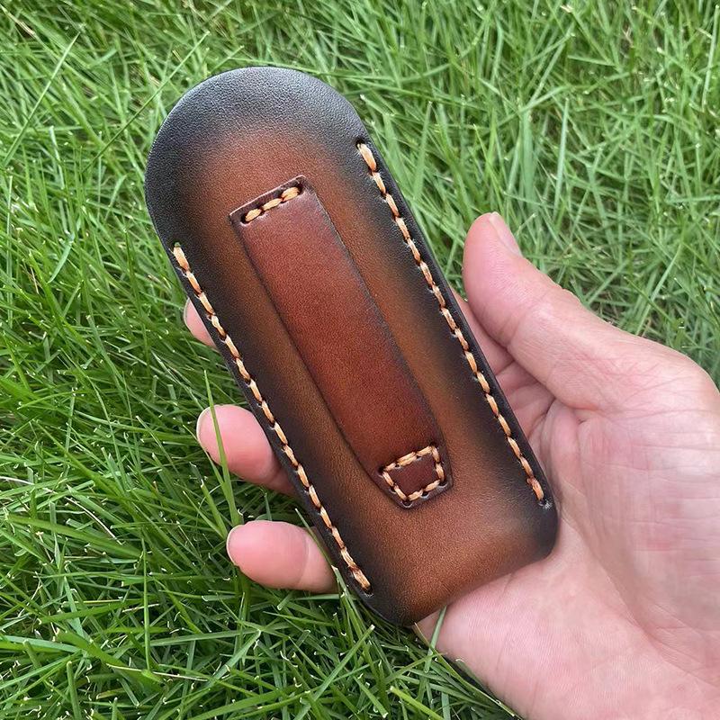 Folidng Knife Scabbard High-quality Cowhide Leather Sheath Universal Knife Cover Holsters for Pocket Knife Case Cowhide Leather Sheath Belt Buckle