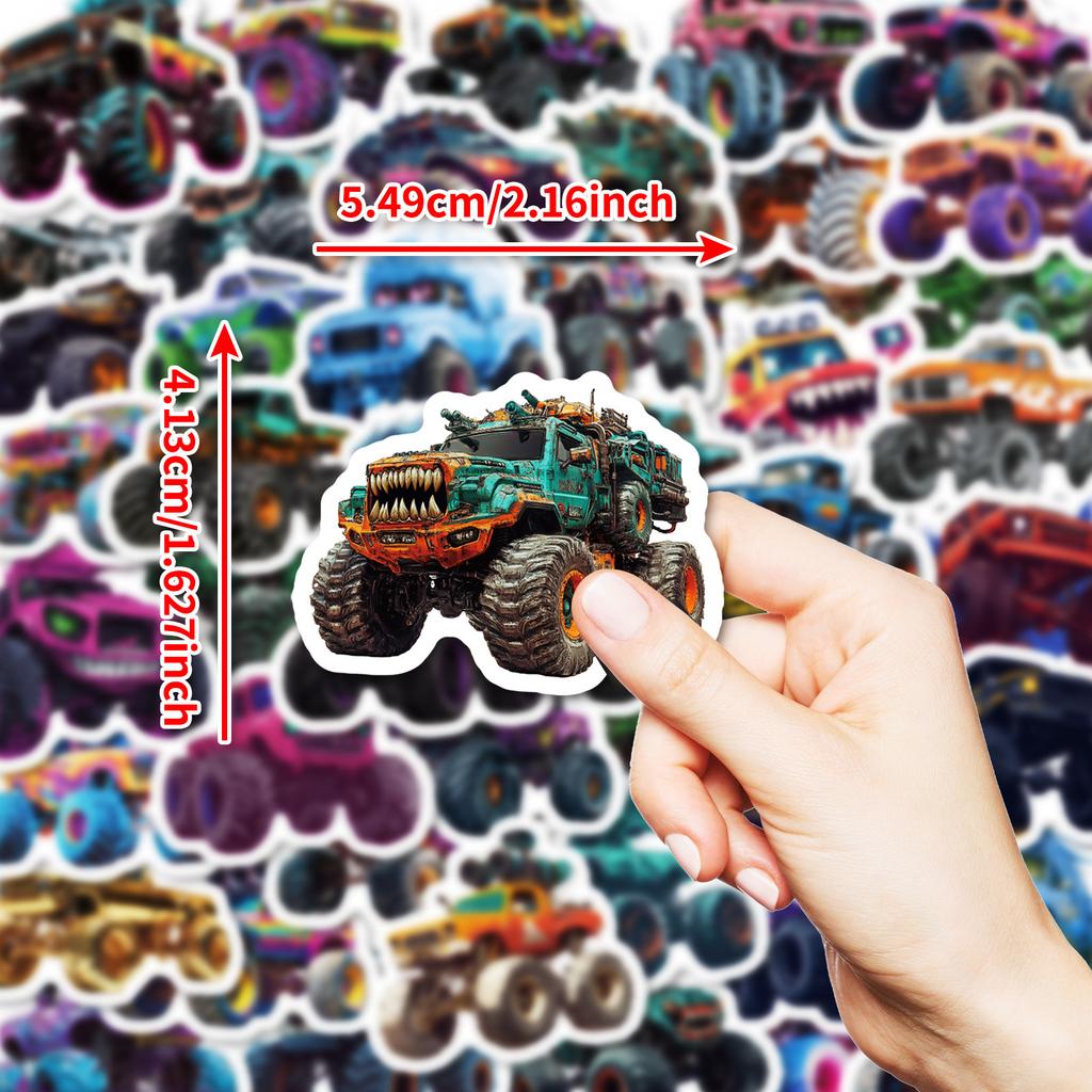 New 50 Monster Truck Series Waterproof Decorative Stickers DIY Mobile Shell Skateboard Helmet Guitar Decoration