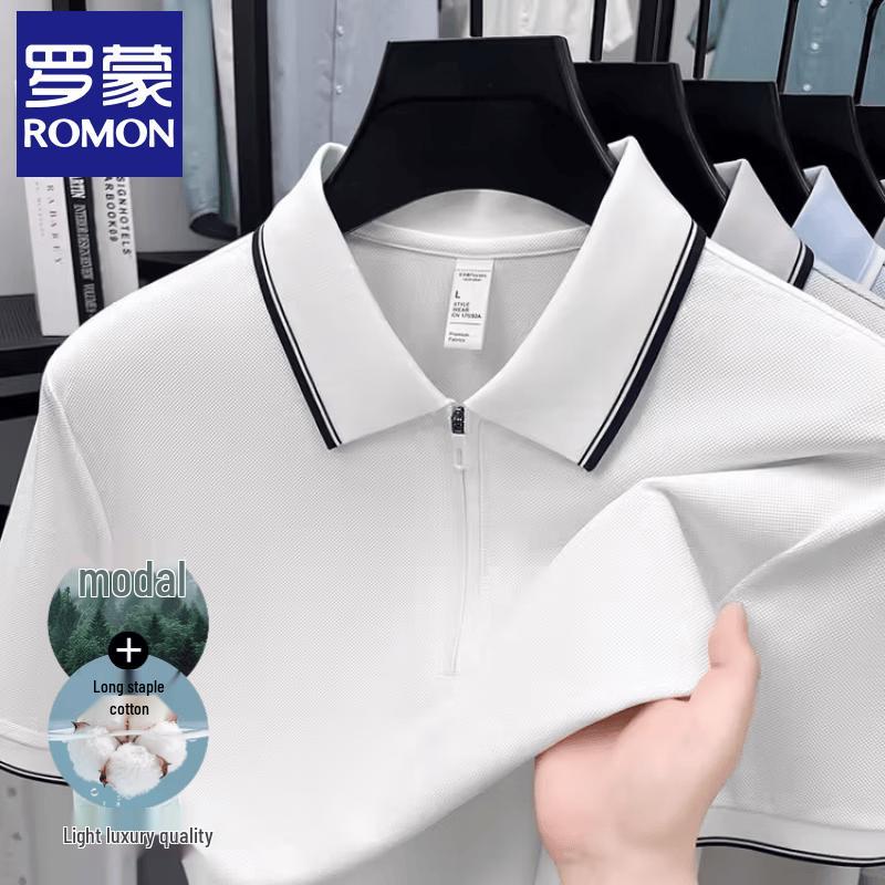 Romon Men s Half-Zip Polo Shirt 54/2XL