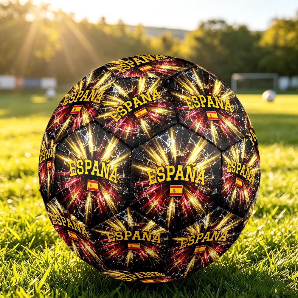 Spain Football Printed Size 5 Soccer Ball Wear Resistant Standard Adult Training Football Fan Gift for Indoor Outdoor Match Sports