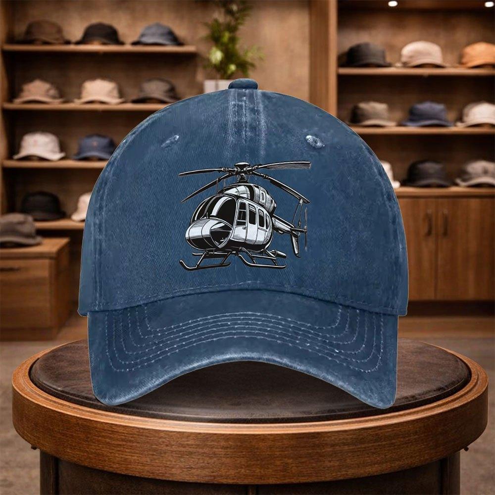A HelicopterPrinted Baseball Cap a Casual Duckbill Hat Stylish And Adjustable for Outdoor Use Suitable for Travel And Beach