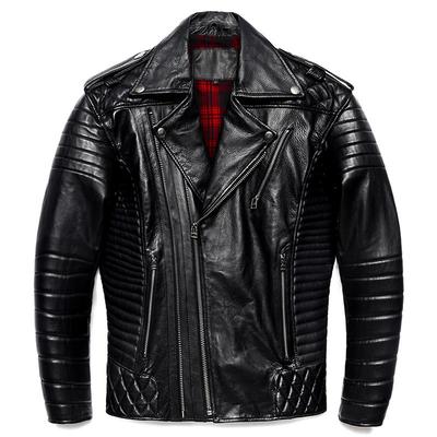 Chinese Size Black Cowhide Genuine Leather Jacket Men Motocycle Jackets Soft Bomber Riding Biker Clothing Men Leather Jacket Autumn Coat