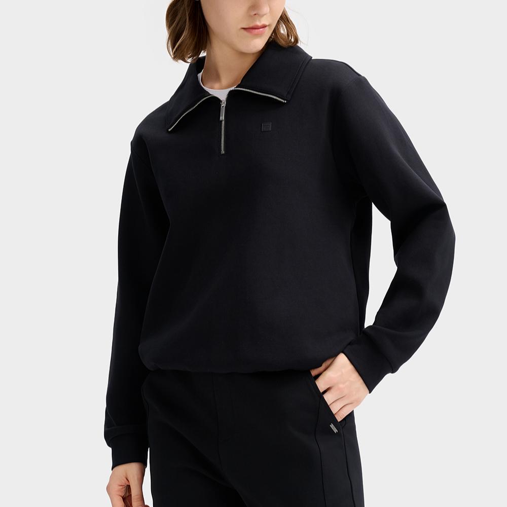 FILA White Series Simple Brand Logo Comfortable Fashion Knit Pullover Sweatshirt Women sweatshirt Black F11W513207F-BK