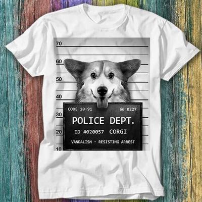 Corgi Dog Pet Mugshot Funny Parody Joke Animal Crown Queen T Shirt Top Tee 209