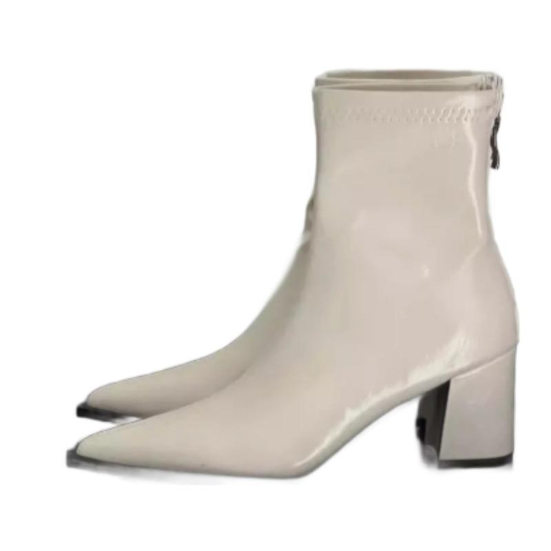 Fashion Mid Heels Women Pointed Toe Ankle Boots 2025 Designer Elegant Shoes Fashion Chunky Dress Pumps Party Leather Zapatillas De Mujer