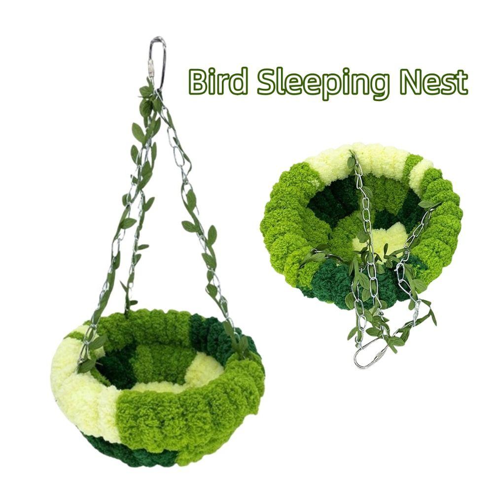 Coral Fleece Bird Sleeping Nest Green Winter Nest New Bird Cage Hammock for Small Pets