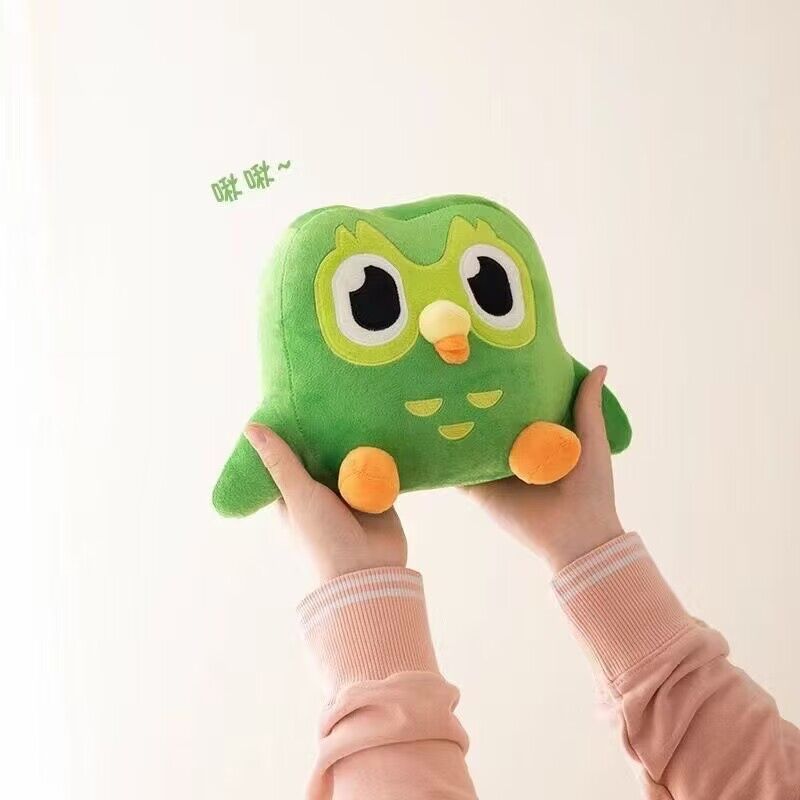 Peluche Gufo Duolingo Verde 27CM Giocattolo Morbido di Peluche Animale Giocattolo Peluche Duo di Duo Il Gufo Cartone Animato Bambola Carina Regalo per Bambino Bambina Adulto