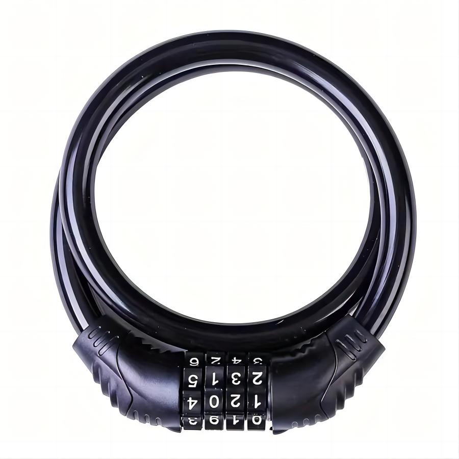 

Bike Lock 4 Digit Combination Password Portable Anti-Theft Bicycle Cable Lock Resettable Padlock Motorcycle Scooter Code Lock чёрный