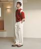 KNITTED Summer Varsity Short Sleeve Knit Tee Red