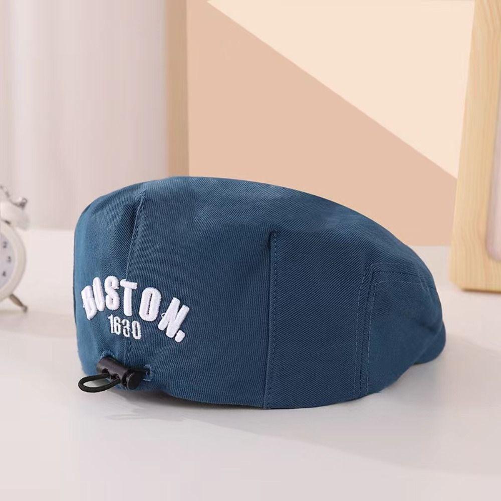 Letter Embroidered Beret Hat Retro Denim Peaked Caps Fashion Duck Tongue Cap  for Kids